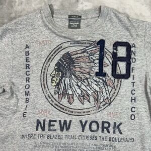 ABERCROMBIE & FITCH Muscle T-Shirt Men's Small Short Sleeve Indian Chief Graphic